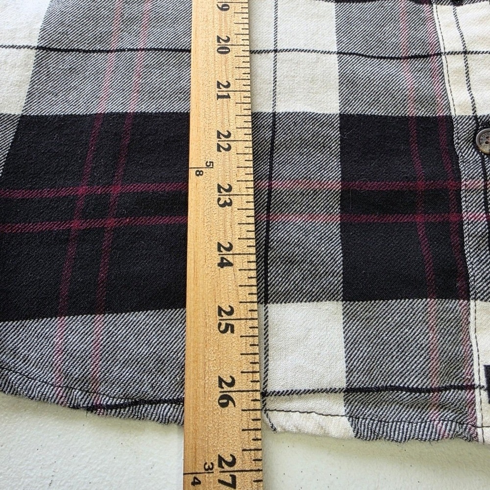 Dickies Womens XL Black White Red Plaid Cotton Flannel Button Up Shirt LS - Picture 5 of 10